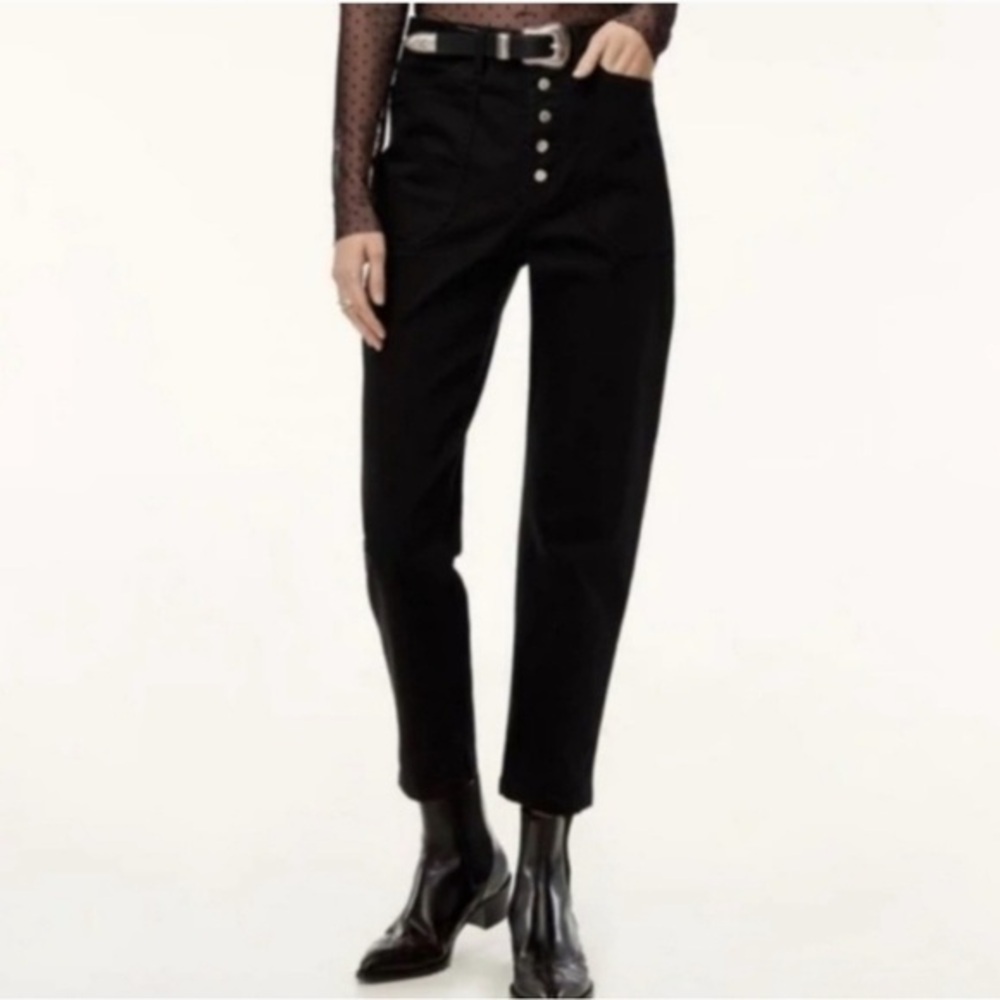 ARITZIA Wilfred Free Belen Pants High Rise Straight Leg Button fly Size 2 Black